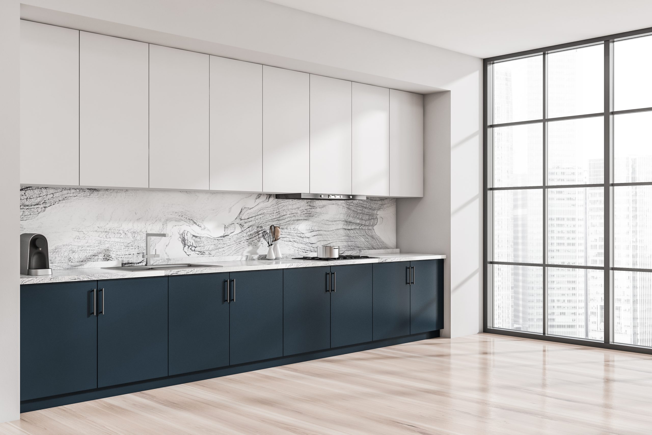 NYC kitchen remodel two-tone cabinets