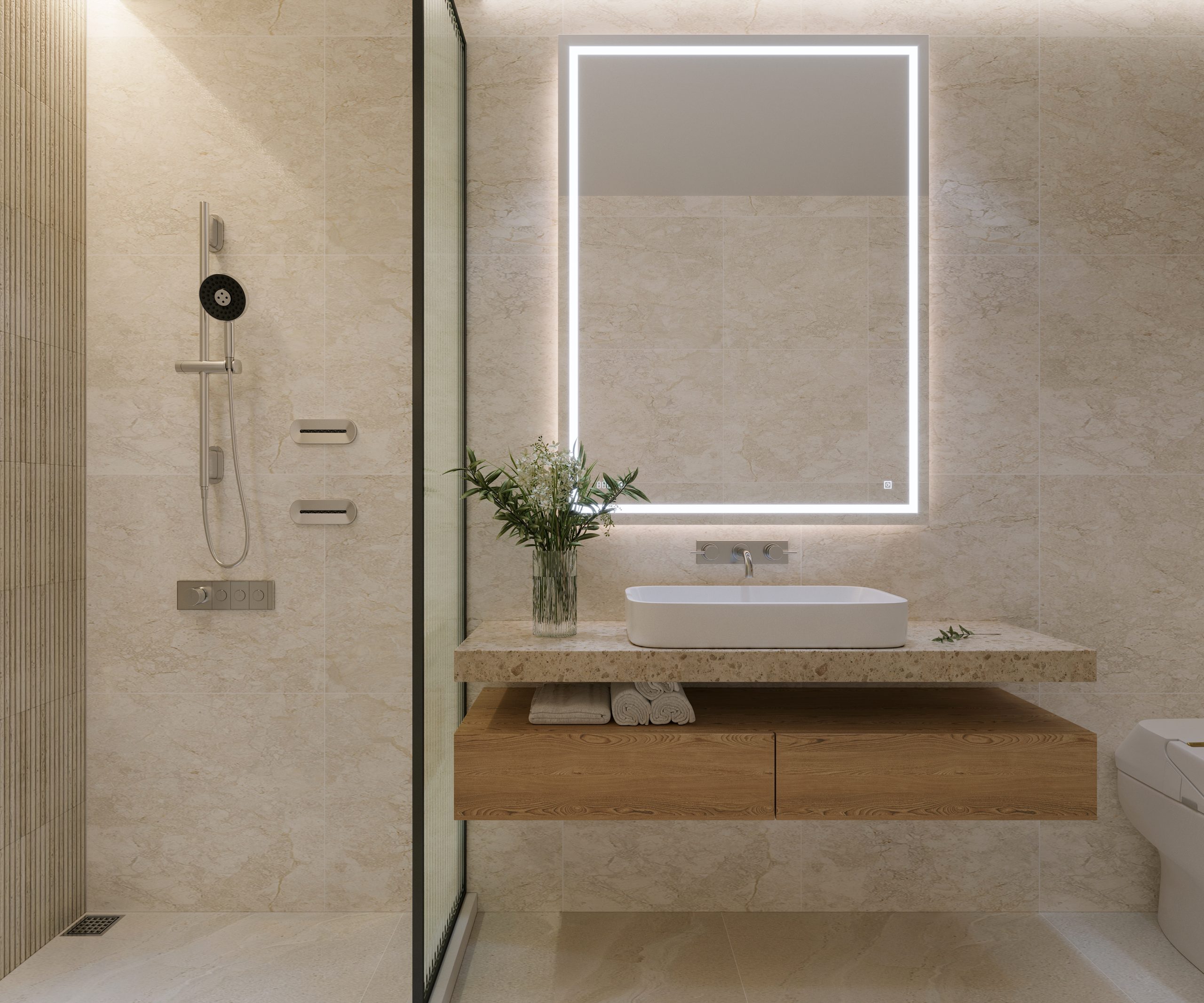 modern floating vanity bathroom renovation nyc