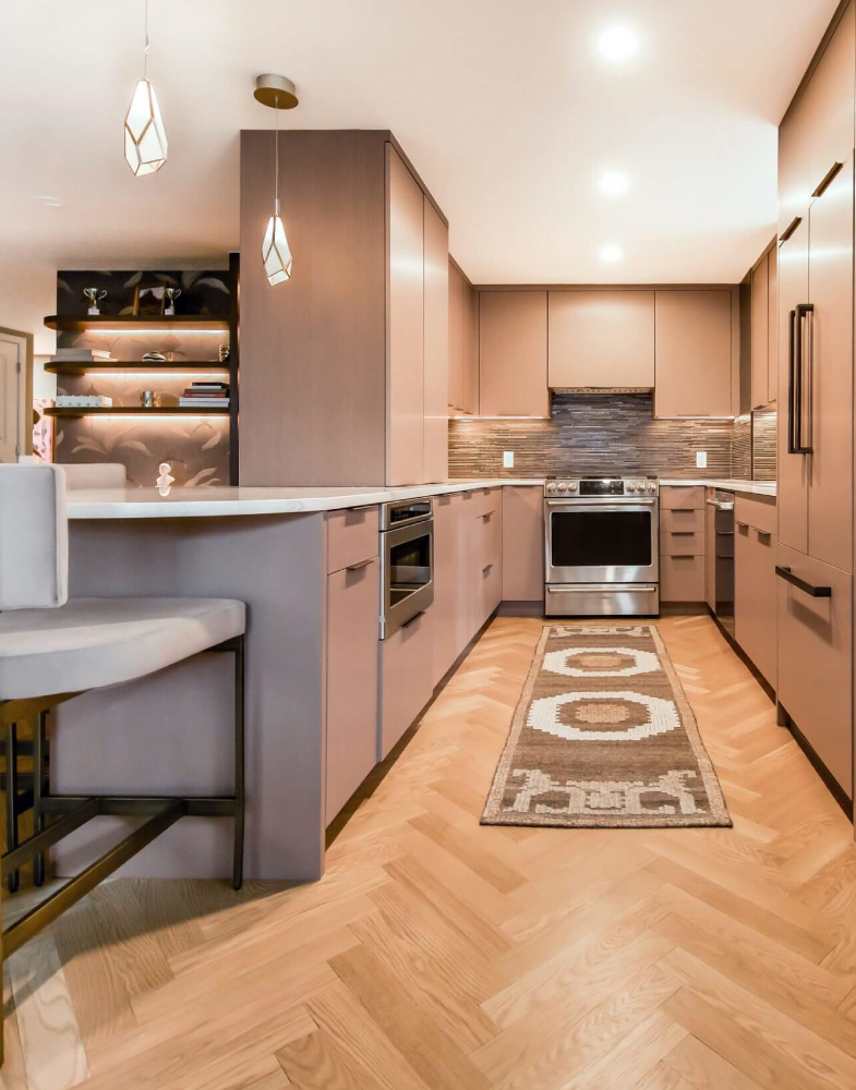 Modern kitchen remodeling with custom cabinetry and stylish lighting